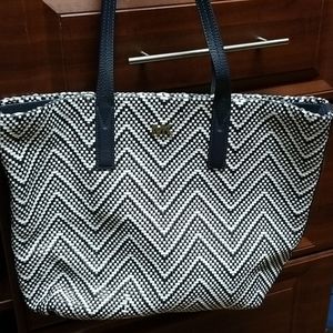 Michael Kors Navy Junie Chevron Leather Tote